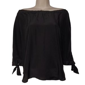 GUEST EDITOR Silk Black Off The Shoulder Stretchy Top Small